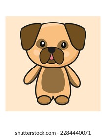 Adorable cachorro beige Dibujo vectorial Pug 