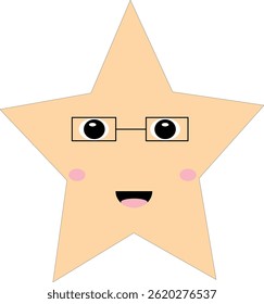 An adorable beige star character wearing glasses and smiling. This cartoon star design is ideal for educational materials, learning posters, children’s games, and creative teaching visuals.