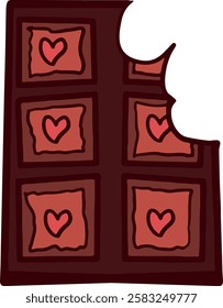 Adorable Bitten Valentine Love Chocolate Vector Illustration on White Background for Greeting Card Design Social Media and Creative Projects