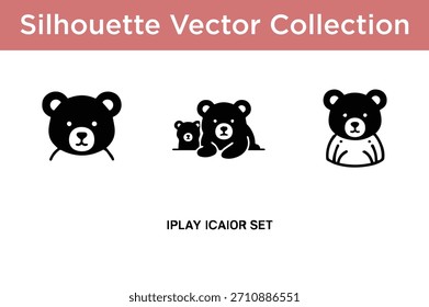 Adorables siluetas de oso negro en una colección de Vector para varios proyectos de diseño.