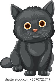 Adorable black cat with big eyes