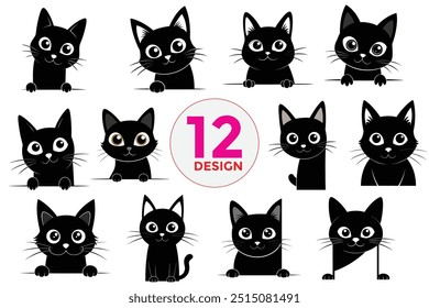 Adorable Black Cat Clipart Design