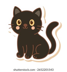 Adorable black cat in kawaii style with soft pastel accents. A perfect addition to Halloween sticker sets, spooky-but-sweet kids’ designs, planners, or seasonal prints.