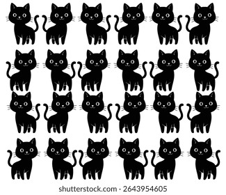 Adorable Black Cat Pattern for Children's Design Backgrounds and Apparel