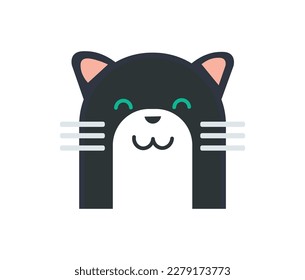Adorable Black Cat Vector Illustration. Flat design.
