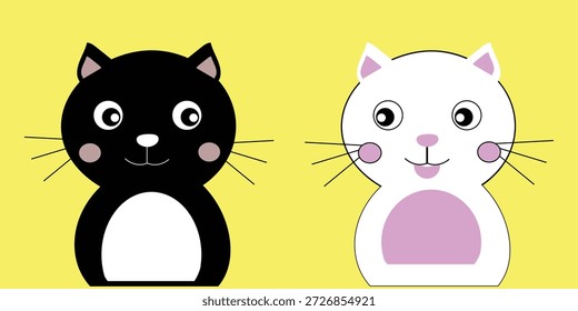 Adorable gatito negro con cara y bigotes lindos en un vibrante eps 10