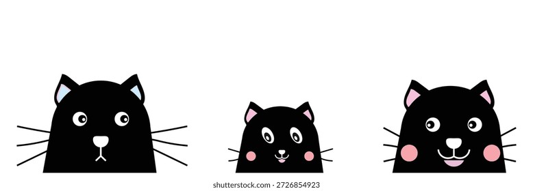 Adorable gatito negro con cara y bigotes lindos en un vibrante eps 10