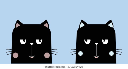 Adorável gatinho preto com rosto e bigodes bonitos em um eps vibrante 10