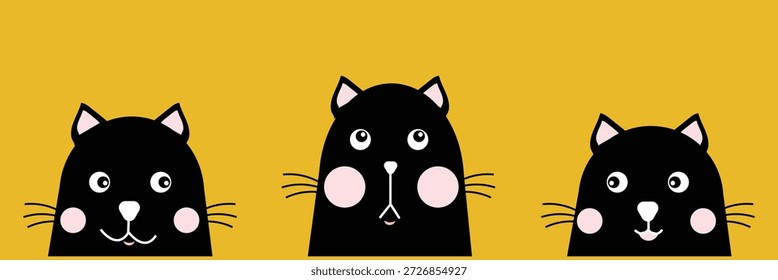 Adorable gatito negro con cara y bigotes lindos en un vibrante eps 10