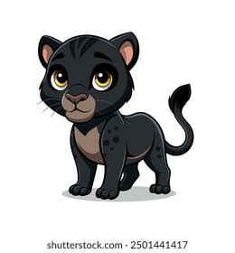 adorable black panther , white background