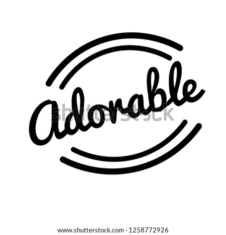 adorable black stamp, sticker, label on white background