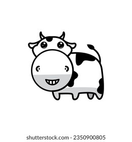 Adorable black and white cute dairy cow cartoon