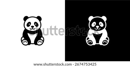 Adorable black and white panda bear in a simple cartoon style. Perfect for logos, icons, stickers, kids designs, and vector illustrations.