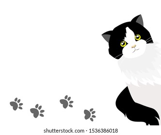 black and white pawed cat clipart