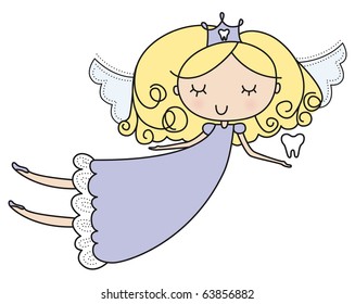 Adorable Blond Tooth Fairy -  It's easy to change her hair & dress color.