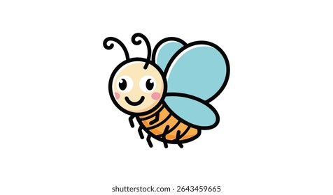An Adorable Blue Butterfly with Golden Stripes Flying in the Summer Sky Concept