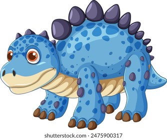 Adorable blue dinosaur with spikes and spots