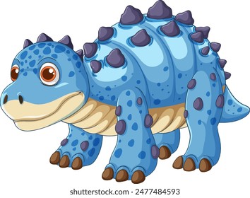 Adorable blue dinosaur with spikes and spots