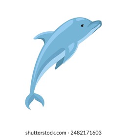 adorable blue dolphin cartoon isolated