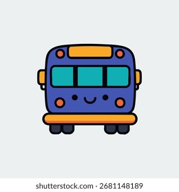 Adorable autobús azul y naranja