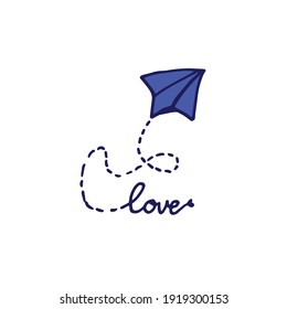 Adorable Blue Origami Airplane. Hand-drawn vector illustration of a charming origami-style blue aircraft on a white background. Ideal for adding a playful and artistic element to your designs
