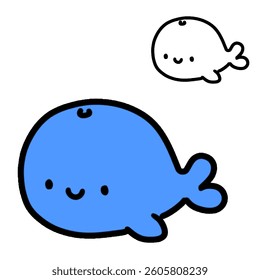 Adorable Blue Whale Vector Illustration