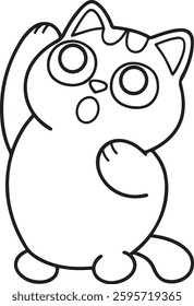 Adorable Bold And Easy Cat Coloring Page – Cute Cartoon Kitten Outline for Kids And Adults | Fun Kawaii Pet Drawing for Printable Art And Crafts