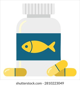 Adorable Bottle of Fish Oil Capsules Biologically Active Additive Omega