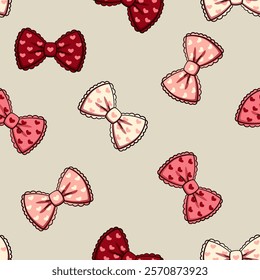 Adorable bow pattern. Valentine's Day background. Vector seamless pattern.