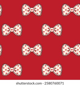Adorable bow pattern. Valentine's Day background. Vector seamless pattern.