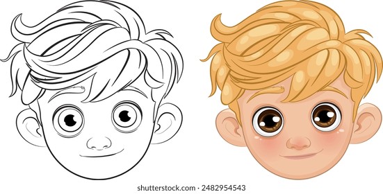 Adorable boy with big eyes and blonde hair