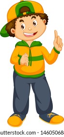Adorable boy on isolated white background illustration