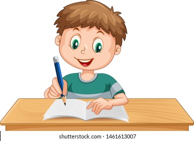 Muchacho adorable en ilustración aislada de fondo blanco