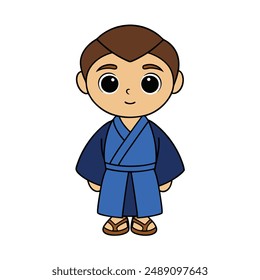 Adorable Boy in Traditional Japanese Kimono