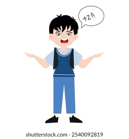 adorable boy uniform school angry, happy, variant exspression and pose
