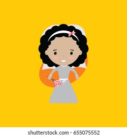 adorable bride lovely marriage cartoon theme vector art