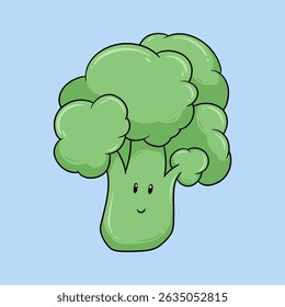 Adorable broccoli with a friendly face, ideal for children's content, healthy eating campaigns, or food branding.
