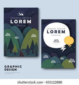 adorable brochure template design with mountains around