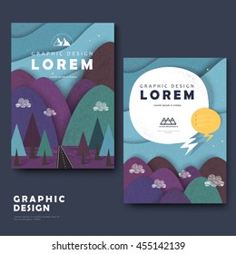 adorable brochure template design with mountains around