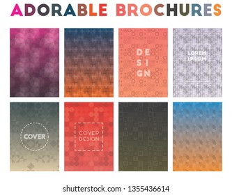 Adorable brochures with geometric patterns and vector illustrations.