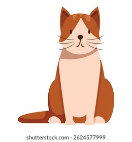 Adorable brown and beige cat sitting and looking forward, perfect for pet related projects