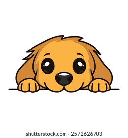 Adorable Brown Dog Puppy Animal Cartoon Character Peeking Hiding Feeling Afraid