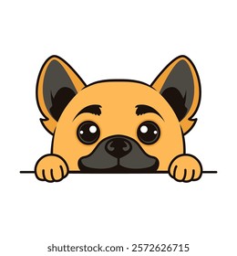 Adorable Brown Dog Puppy Animal Cartoon Character Peeking Hiding Feeling Afraid