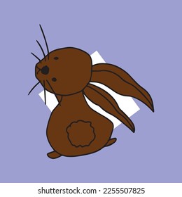 Adorable brown happy rabbit animal design. easter and chinese new year