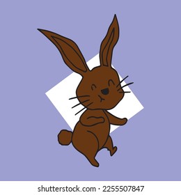 Adorable brown happy rabbit animal design. easter and chinese new year