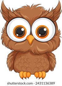 Adorable brown owl with big expressive eyes