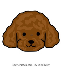 Adorable Ilustración vectorial de cara de caniche marrón con una textura juguetona y esponjosa.