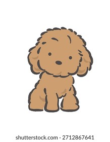 Adorable caniche marrón. Ilustración De Dibujos Animados De Vector Aislado Sobre Un Fondo Blanco.