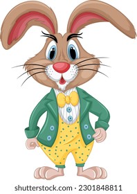 Adorable Brown Rabbit in a Suit illustration