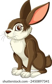 Adorable brown and white rabbit vector graphic